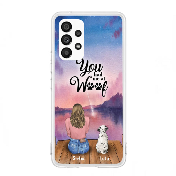 Custom Personalized Dog Mom Phone Case - Gifts For Dog Lovers With Upto 4 Dogs - You Had Me At Woof - Case For iPhone, Samsung And Xiaomi