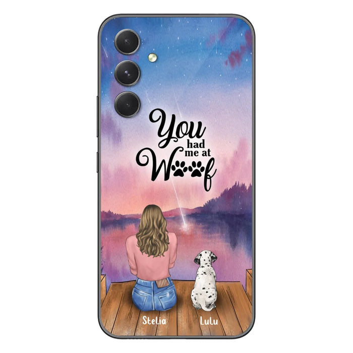 Custom Personalized Dog Mom Phone Case - Gifts For Dog Lovers With Upto 4 Dogs - You Had Me At Woof - Case For iPhone, Samsung And Xiaomi