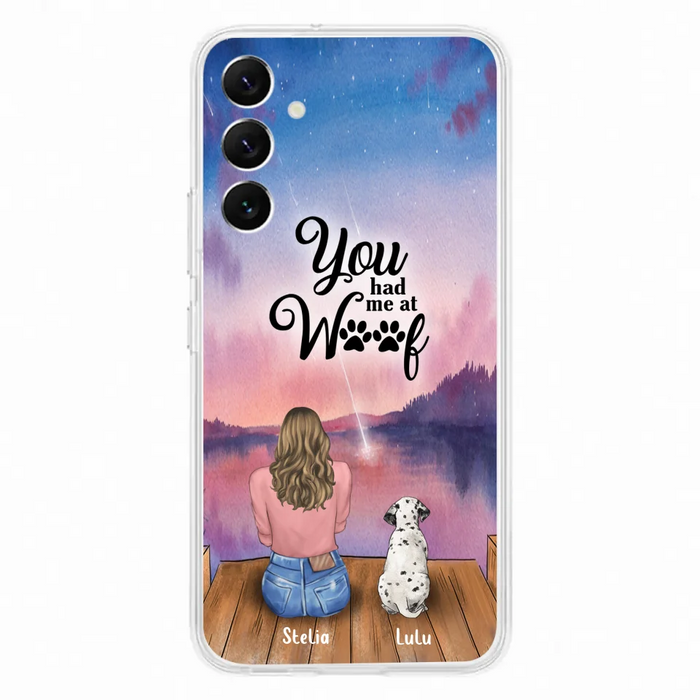 Custom Personalized Dog Mom Phone Case - Gifts For Dog Lovers With Upto 4 Dogs - You Had Me At Woof - Case For iPhone, Samsung And Xiaomi