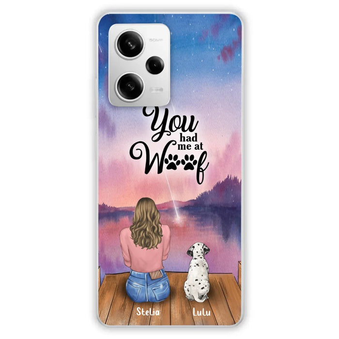 Custom Personalized Dog Mom Phone Case - Gifts For Dog Lovers With Upto 4 Dogs - You Had Me At Woof - Case For iPhone, Samsung And Xiaomi