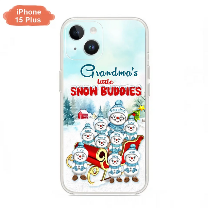 Custom Personalized Grandma Phone Case - Christmas Gift Idea For Grandma - Upto 8 Grandkids - Case For iPhone/ Samsung - Grandma's Little Snow Buddies