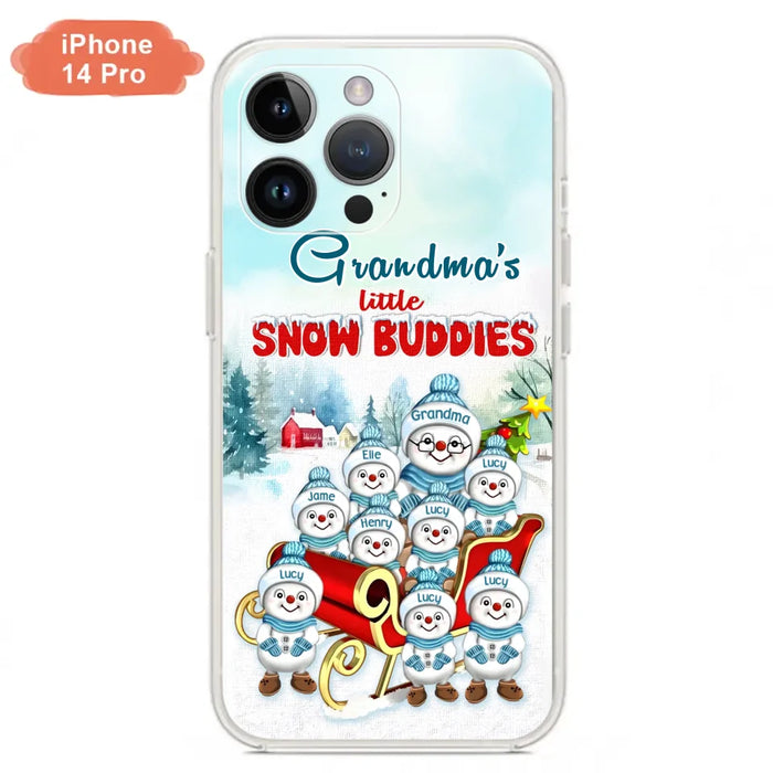 Custom Personalized Grandma Phone Case - Christmas Gift Idea For Grandma - Upto 8 Grandkids - Case For iPhone/ Samsung - Grandma's Little Snow Buddies