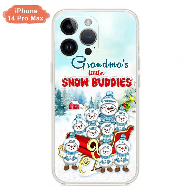 Custom Personalized Grandma Phone Case - Christmas Gift Idea For Grandma - Upto 8 Grandkids - Case For iPhone/ Samsung - Grandma's Little Snow Buddies