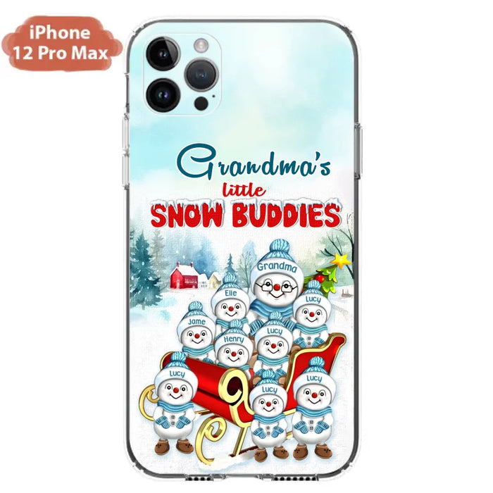 Custom Personalized Grandma Phone Case - Christmas Gift Idea For Grandma - Upto 8 Grandkids - Case For iPhone/ Samsung - Grandma's Little Snow Buddies