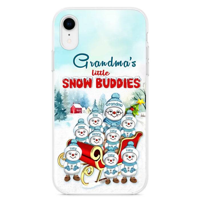 Custom Personalized Grandma Phone Case - Christmas Gift Idea For Grandma - Upto 8 Grandkids - Case For iPhone/ Samsung - Grandma's Little Snow Buddies