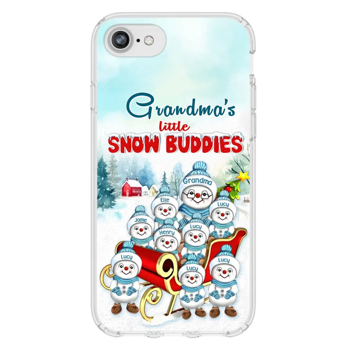 Custom Personalized Grandma Phone Case - Christmas Gift Idea For Grandma - Upto 8 Grandkids - Case For iPhone/ Samsung - Grandma's Little Snow Buddies