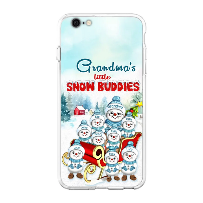 Custom Personalized Grandma Phone Case - Christmas Gift Idea For Grandma - Upto 8 Grandkids - Case For iPhone/ Samsung - Grandma's Little Snow Buddies