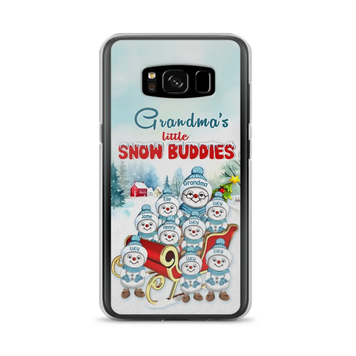 Custom Personalized Grandma Phone Case - Christmas Gift Idea For Grandma - Upto 8 Grandkids - Case For iPhone/ Samsung - Grandma's Little Snow Buddies