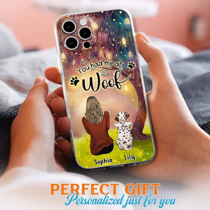 Custom Personalized Memorial Dog Mom Phone Case - Upto 3 Dogs - Memorial Gift Idea for Dog Lovers - You Had Me At Woof