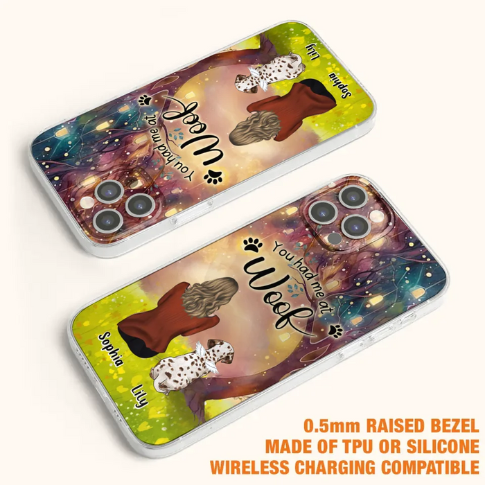 Custom Personalized Memorial Dog Mom Phone Case - Upto 3 Dogs - Memorial Gift Idea for Dog Lovers - You Had Me At Woof