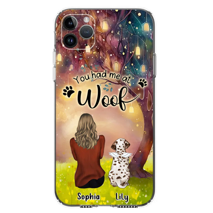 Custom Personalized Memorial Dog Mom Phone Case - Upto 3 Dogs - Memorial Gift Idea for Dog Lovers - You Had Me At Woof