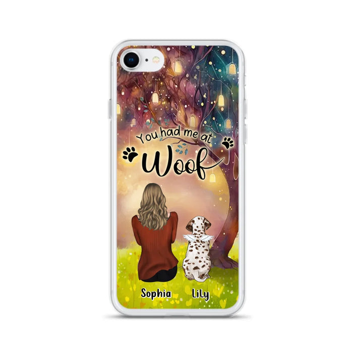 Custom Personalized Memorial Dog Mom Phone Case - Upto 3 Dogs - Memorial Gift Idea for Dog Lovers - You Had Me At Woof