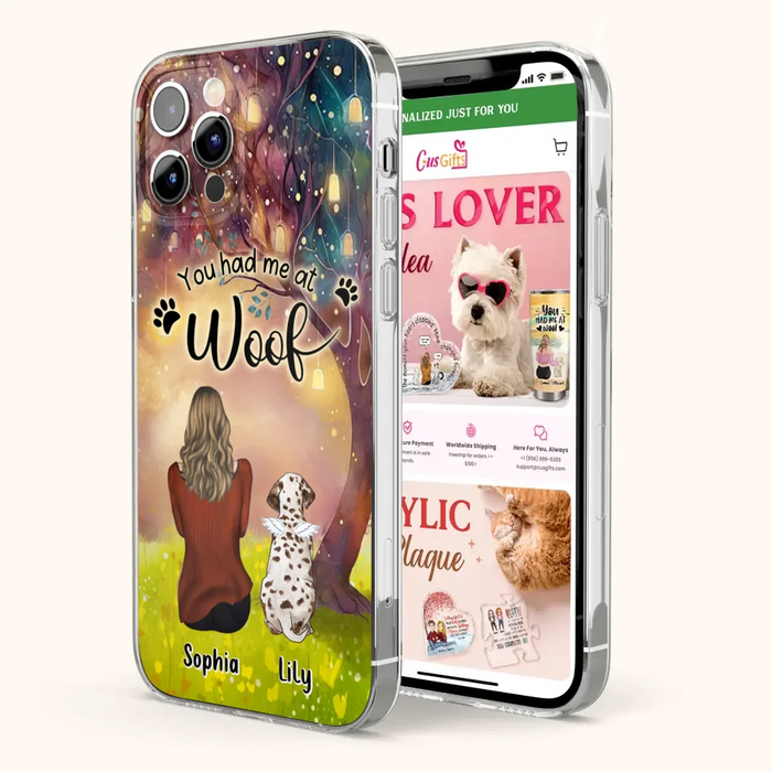 Custom Personalized Memorial Dog Mom Phone Case - Upto 3 Dogs - Memorial Gift Idea for Dog Lovers - You Had Me At Woof