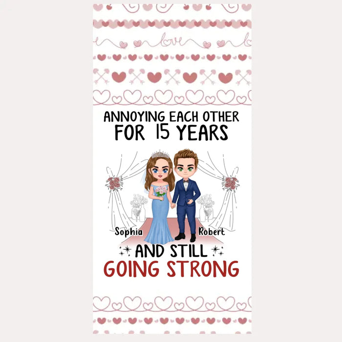 Custom Personalized Chibi Couple Phone Case - Best Gift Idea For Couple/Husband/Father's Day - Annoying Each Other For 15 Years And Still Going Strong - Case For iPhone/Samsung