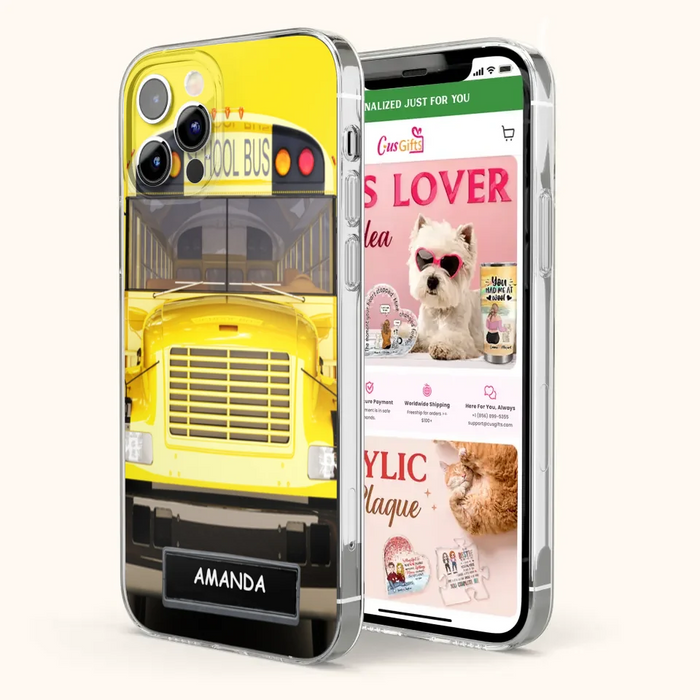 Custom Personalized School Bus Phone Case - Gift Idea For School Bus Lovers - Case For iPhone, Samsung and Xiaomi