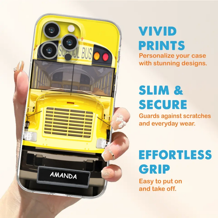 Custom Personalized School Bus Phone Case - Gift Idea For School Bus Lovers - Case For iPhone, Samsung and Xiaomi