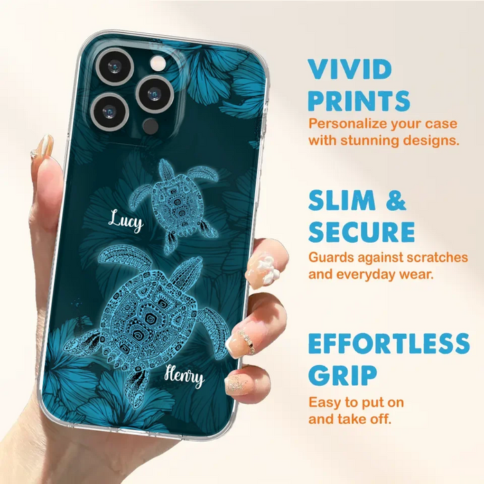 Custom Personalized Turtle Phone Case - Upto 6 Turtles - Case For iPhone, Samsung and Xiaomi