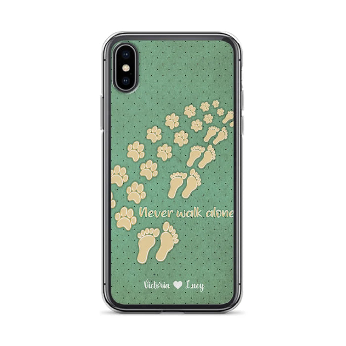 Custom Personalized Dogs's Paws Phone Case - Best Gift Idea For Dog Lovers With Upto 3 Dogs's Paws - Never Walk ALone - Case For iPhone, Samsung And Xiaomi