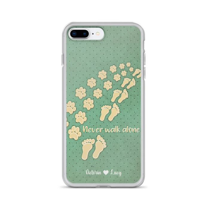 Custom Personalized Dogs's Paws Phone Case - Best Gift Idea For Dog Lovers With Upto 3 Dogs's Paws - Never Walk ALone - Case For iPhone, Samsung And Xiaomi