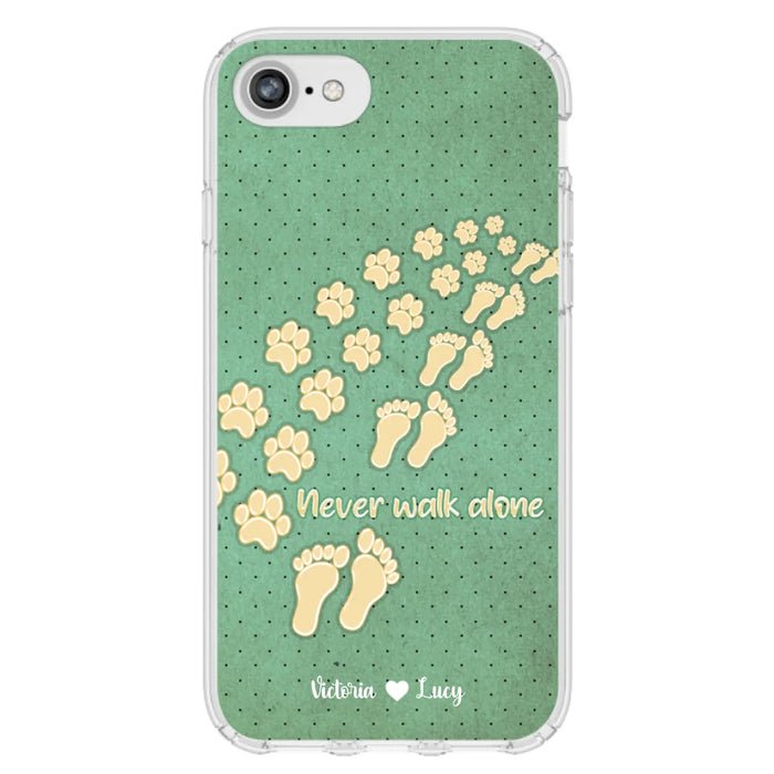 Custom Personalized Dogs's Paws Phone Case - Best Gift Idea For Dog Lovers With Upto 3 Dogs's Paws - Never Walk ALone - Case For iPhone, Samsung And Xiaomi