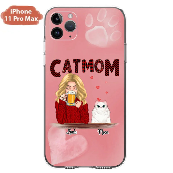 Custom Personalized Pet Mom Phone Case - Pet Mom With Beer And Upto 4 Pets - Case For iPhone, Samsung and Xiaomi