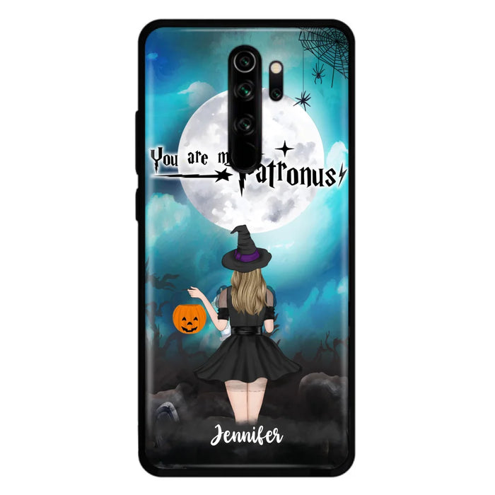 Custom Personalized Halloween Phone Case - Up to 3 Girls and 2 Cats - You Are My Patronus - Wiccan Decor/Pagan Decor