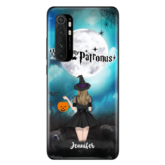 Custom Personalized Halloween Phone Case - Up to 3 Girls and 2 Cats - You Are My Patronus - Wiccan Decor/Pagan Decor