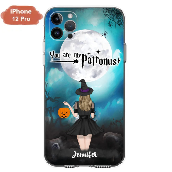 Custom Personalized Halloween Phone Case - Up to 3 Girls and 2 Cats - You Are My Patronus - Wiccan Decor/Pagan Decor