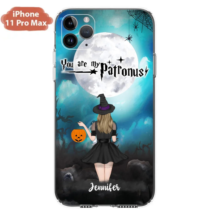 Custom Personalized Halloween Phone Case - Up to 3 Girls and 2 Cats - You Are My Patronus - Wiccan Decor/Pagan Decor