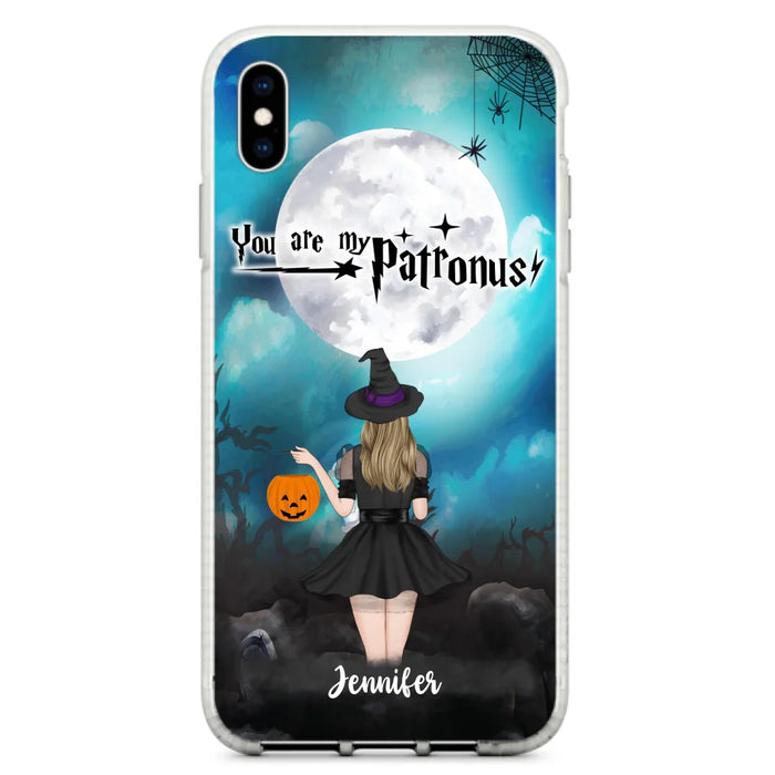 Custom Personalized Halloween Phone Case - Up to 3 Girls and 2 Cats - You Are My Patronus - Wiccan Decor/Pagan Decor