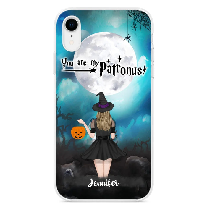 Custom Personalized Halloween Phone Case - Up to 3 Girls and 2 Cats - You Are My Patronus - Wiccan Decor/Pagan Decor