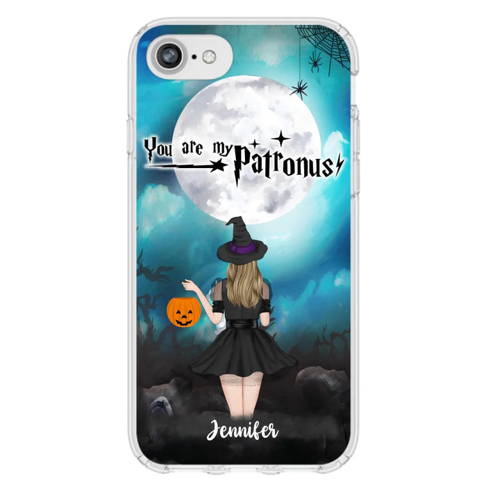 Custom Personalized Halloween Phone Case - Up to 3 Girls and 2 Cats - You Are My Patronus - Wiccan Decor/Pagan Decor