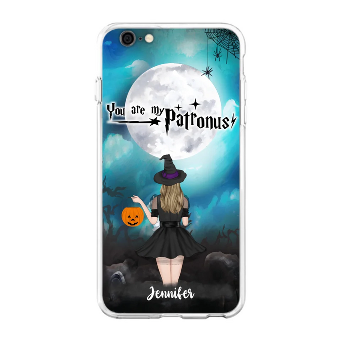 Custom Personalized Halloween Phone Case - Up to 3 Girls and 2 Cats - You Are My Patronus - Wiccan Decor/Pagan Decor