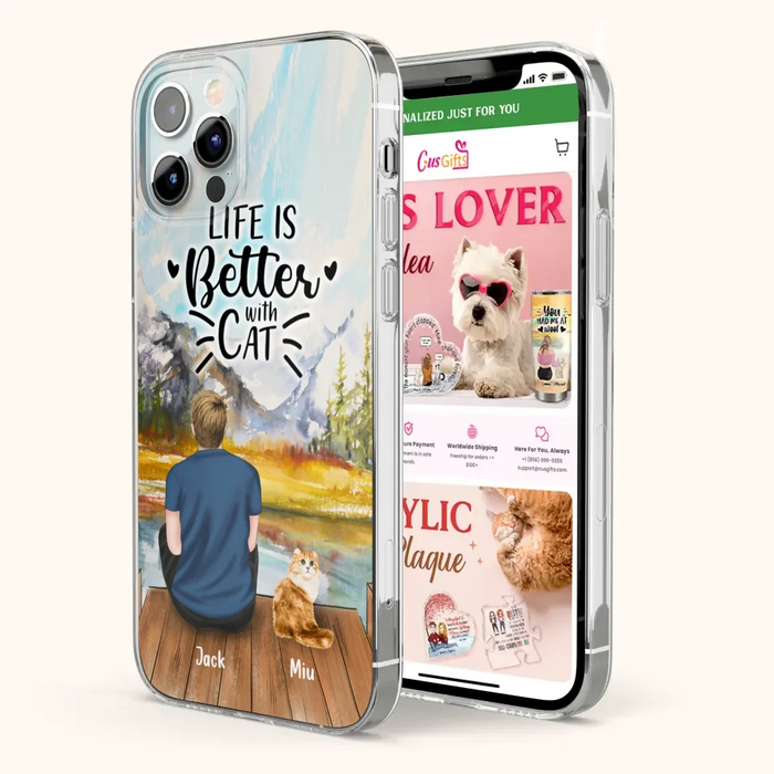 Custom Personalized Cat Dad Phone Case - Gifts For Cat Lovers With Upto 4 Cats - Best Cat Dad Ever - Case For iPhone, Samsung And Xiaomi