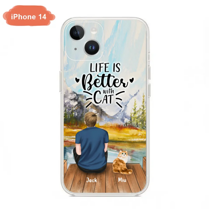 Custom Personalized Cat Dad Phone Case - Gifts For Cat Lovers With Upto 4 Cats - Best Cat Dad Ever - Case For iPhone, Samsung And Xiaomi