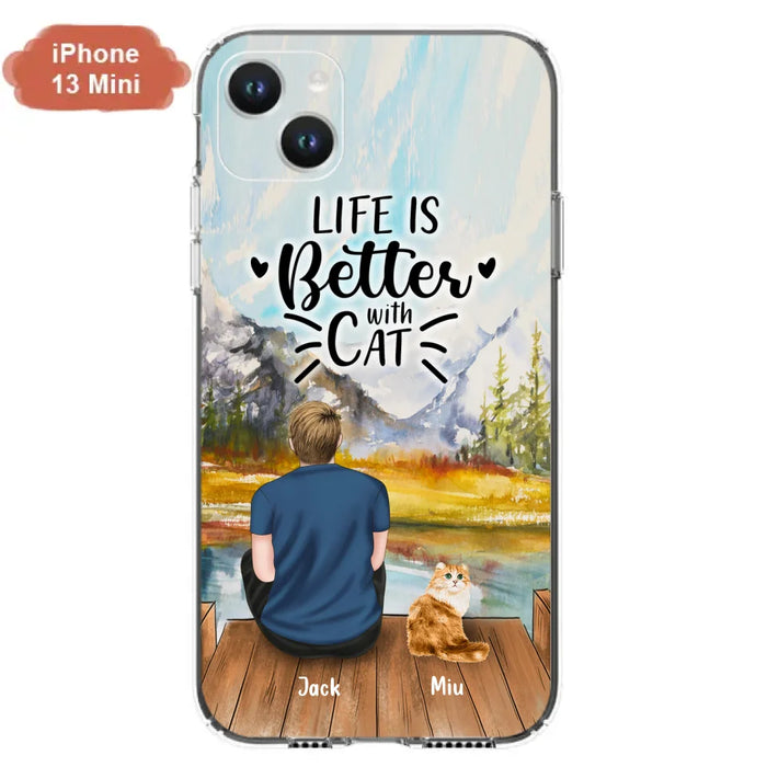 Custom Personalized Cat Dad Phone Case - Gifts For Cat Lovers With Upto 4 Cats - Best Cat Dad Ever - Case For iPhone, Samsung And Xiaomi