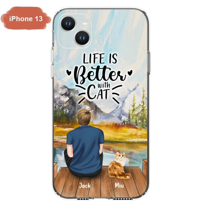 Custom Personalized Cat Dad Phone Case - Gifts For Cat Lovers With Upto 4 Cats - Best Cat Dad Ever - Case For iPhone, Samsung And Xiaomi