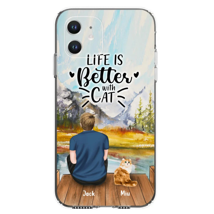 Custom Personalized Cat Dad Phone Case - Gifts For Cat Lovers With Upto 4 Cats - Best Cat Dad Ever - Case For iPhone, Samsung And Xiaomi