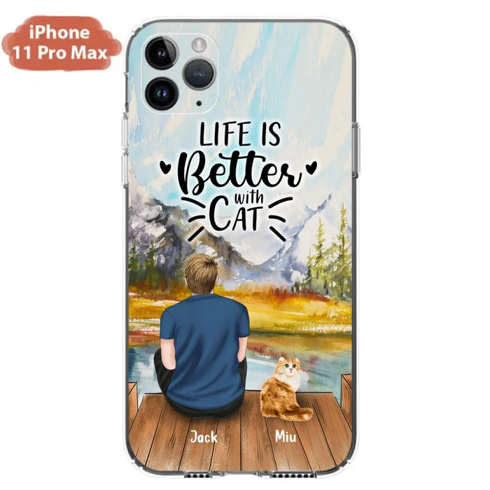 Custom Personalized Cat Dad Phone Case - Gifts For Cat Lovers With Upto 4 Cats - Best Cat Dad Ever - Case For iPhone, Samsung And Xiaomi