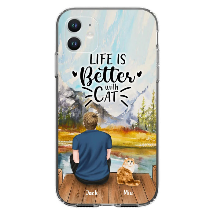 Custom Personalized Cat Dad Phone Case - Gifts For Cat Lovers With Upto 4 Cats - Best Cat Dad Ever - Case For iPhone, Samsung And Xiaomi