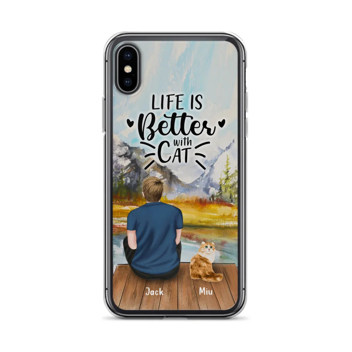 Custom Personalized Cat Dad Phone Case - Gifts For Cat Lovers With Upto 4 Cats - Best Cat Dad Ever - Case For iPhone, Samsung And Xiaomi