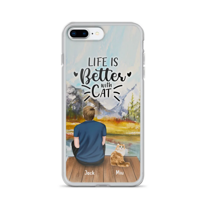 Custom Personalized Cat Dad Phone Case - Gifts For Cat Lovers With Upto 4 Cats - Best Cat Dad Ever - Case For iPhone, Samsung And Xiaomi