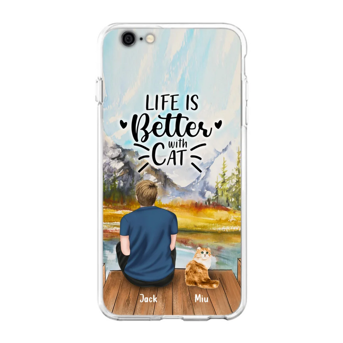 Custom Personalized Cat Dad Phone Case - Gifts For Cat Lovers With Upto 4 Cats - Best Cat Dad Ever - Case For iPhone, Samsung And Xiaomi