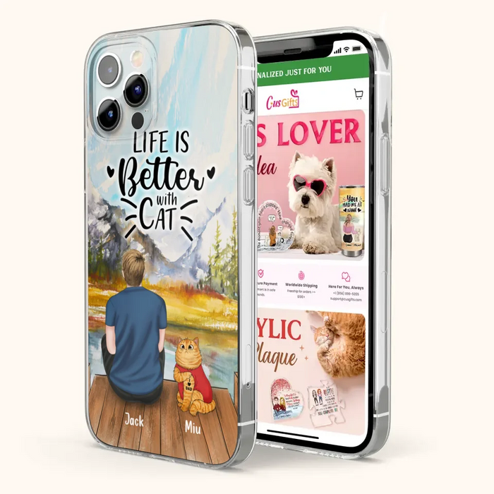 Custom Personalized Cat Dad Phone Case - Gifts For Cat Lovers With Upto 3 Cats - Best Cat Dad Ever - I Love Dad - Case For iPhone, Samsung And Xiaomi