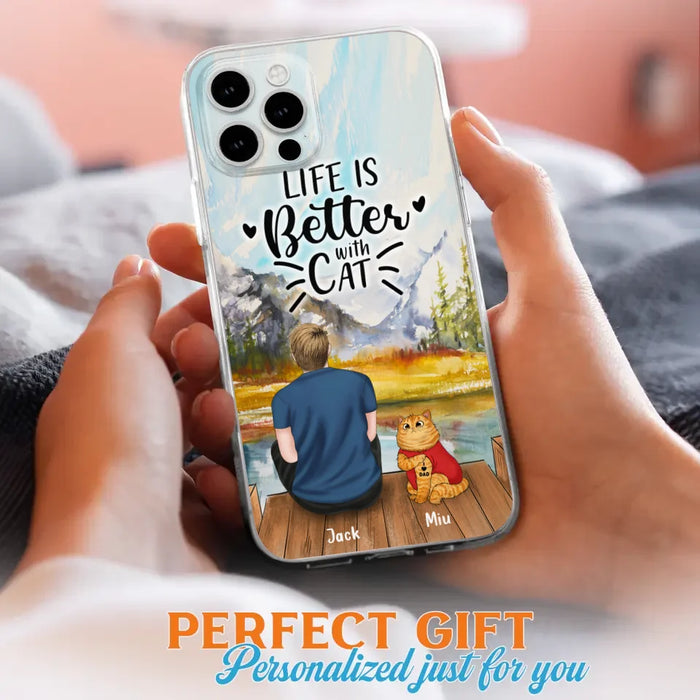 Custom Personalized Cat Dad Phone Case - Gifts For Cat Lovers With Upto 3 Cats - Best Cat Dad Ever - I Love Dad - Case For iPhone, Samsung And Xiaomi