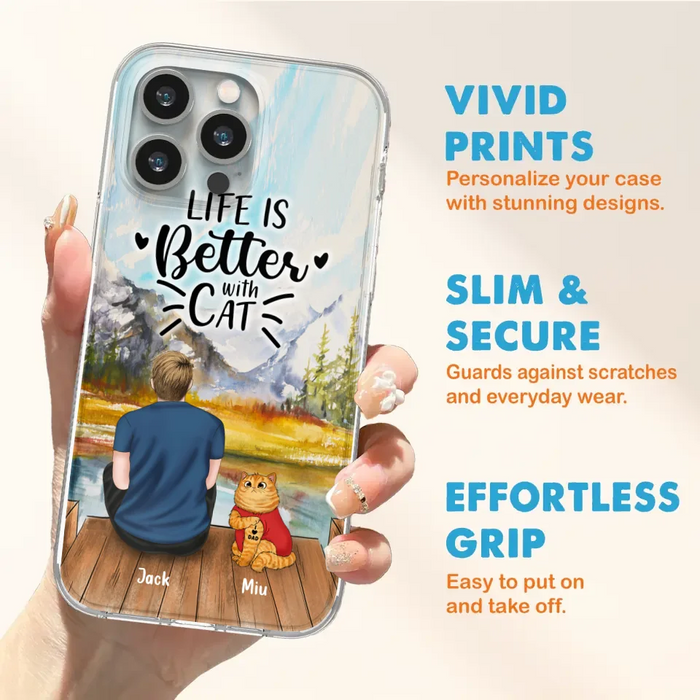 Custom Personalized Cat Dad Phone Case - Gifts For Cat Lovers With Upto 3 Cats - Best Cat Dad Ever - I Love Dad - Case For iPhone, Samsung And Xiaomi