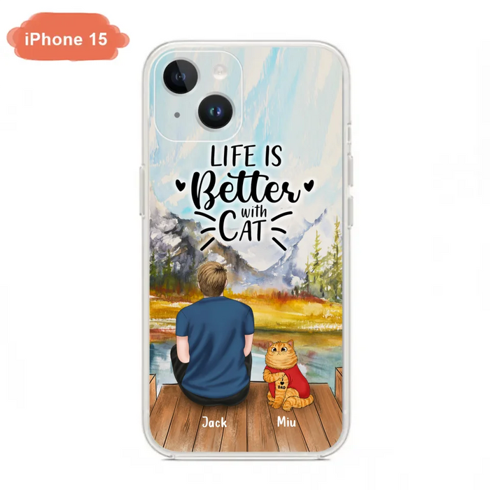 Custom Personalized Cat Dad Phone Case - Gifts For Cat Lovers With Upto 3 Cats - Best Cat Dad Ever - I Love Dad - Case For iPhone, Samsung And Xiaomi