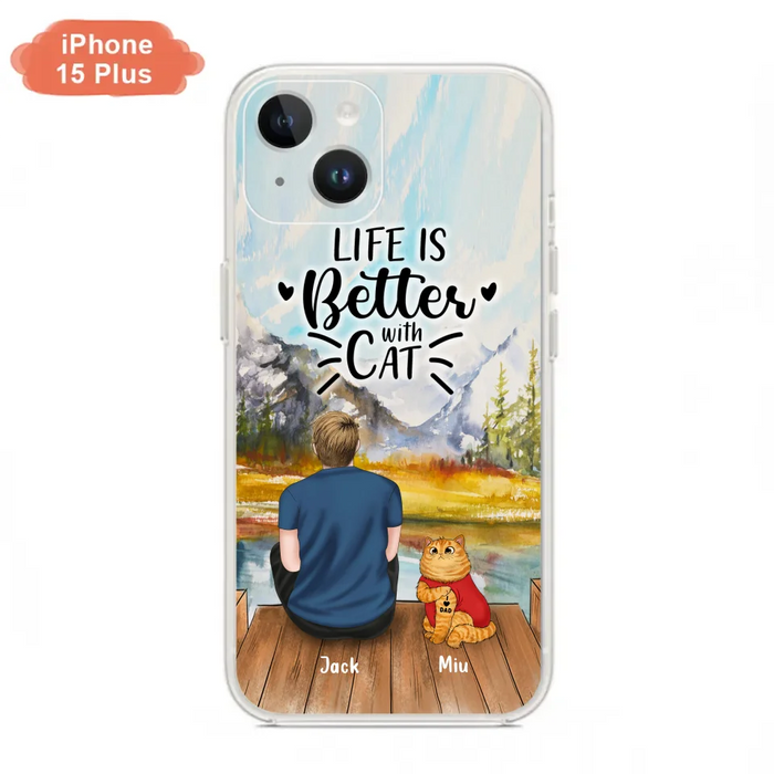 Custom Personalized Cat Dad Phone Case - Gifts For Cat Lovers With Upto 3 Cats - Best Cat Dad Ever - I Love Dad - Case For iPhone, Samsung And Xiaomi