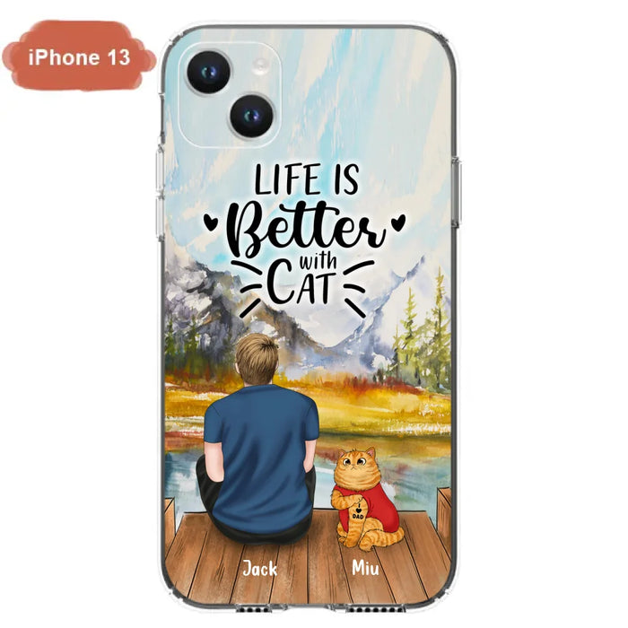 Custom Personalized Cat Dad Phone Case - Gifts For Cat Lovers With Upto 3 Cats - Best Cat Dad Ever - I Love Dad - Case For iPhone, Samsung And Xiaomi