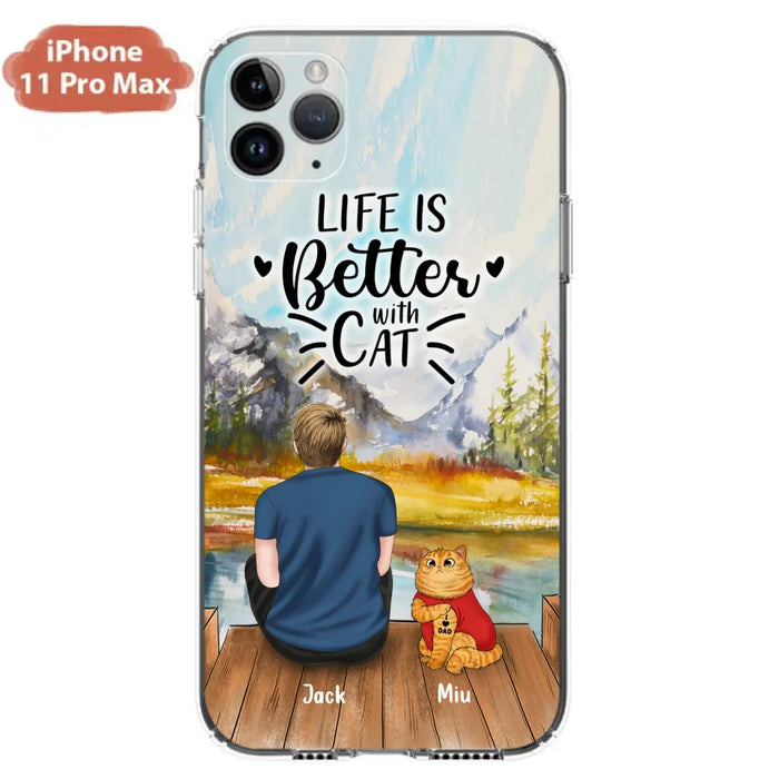 Custom Personalized Cat Dad Phone Case - Gifts For Cat Lovers With Upto 3 Cats - Best Cat Dad Ever - I Love Dad - Case For iPhone, Samsung And Xiaomi